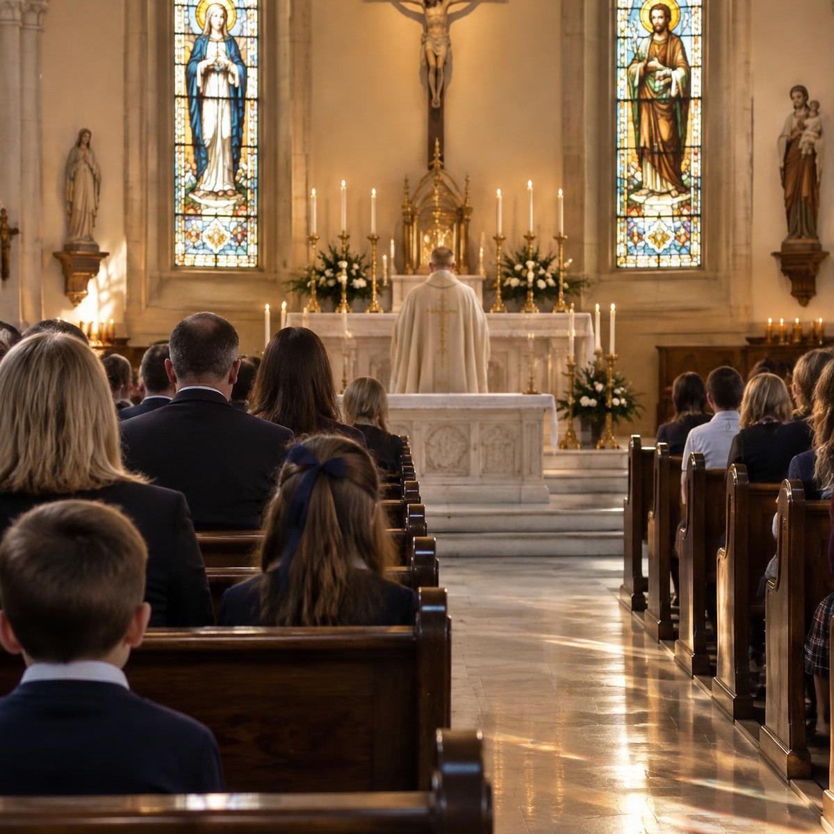 Intérieur de la chapelle de Sainte-Ursule pendant une célébration
